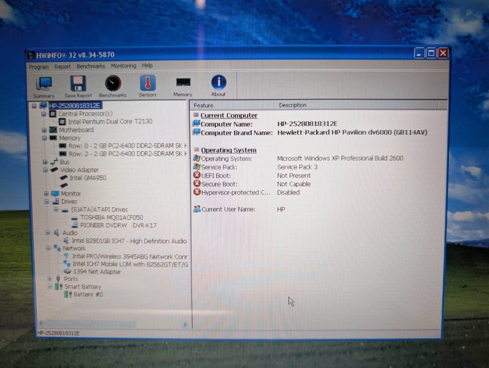 15″ HP Pavilion DV6000 | Pentium T2130 4GB RAM 500GB HD | Win XP Pro 32-Bit DVD