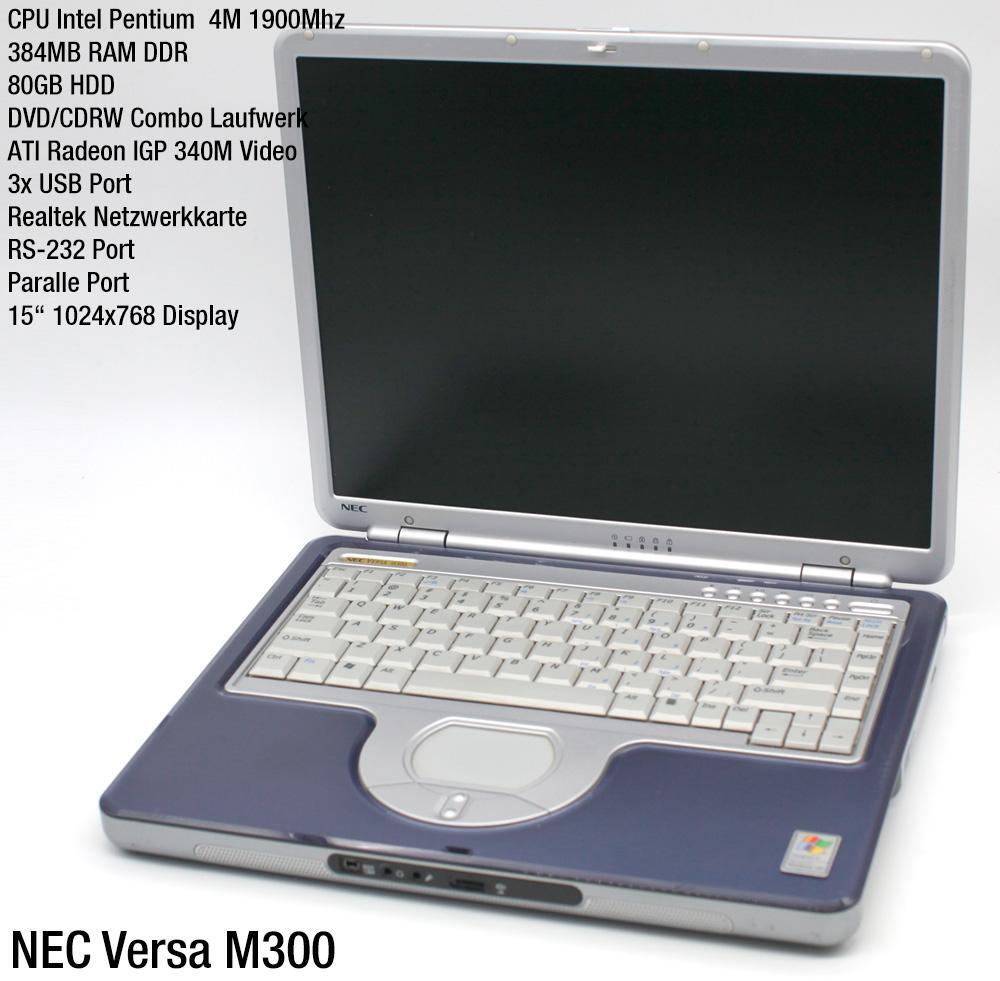 Nec Versa M300 Notebook Laptop Windows XP Parallel Rs-232 Pentium 4 1900 DVD Fdd