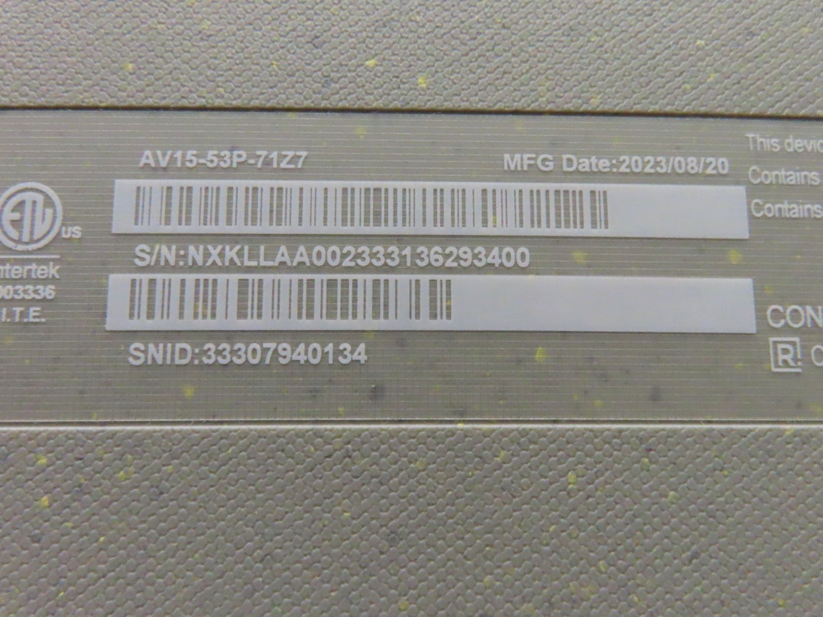 Acer Aspire Vero AV15-53P 15.6″ Intel i7-1355U 1.7GHz 16GB RAM 512GB SSD
