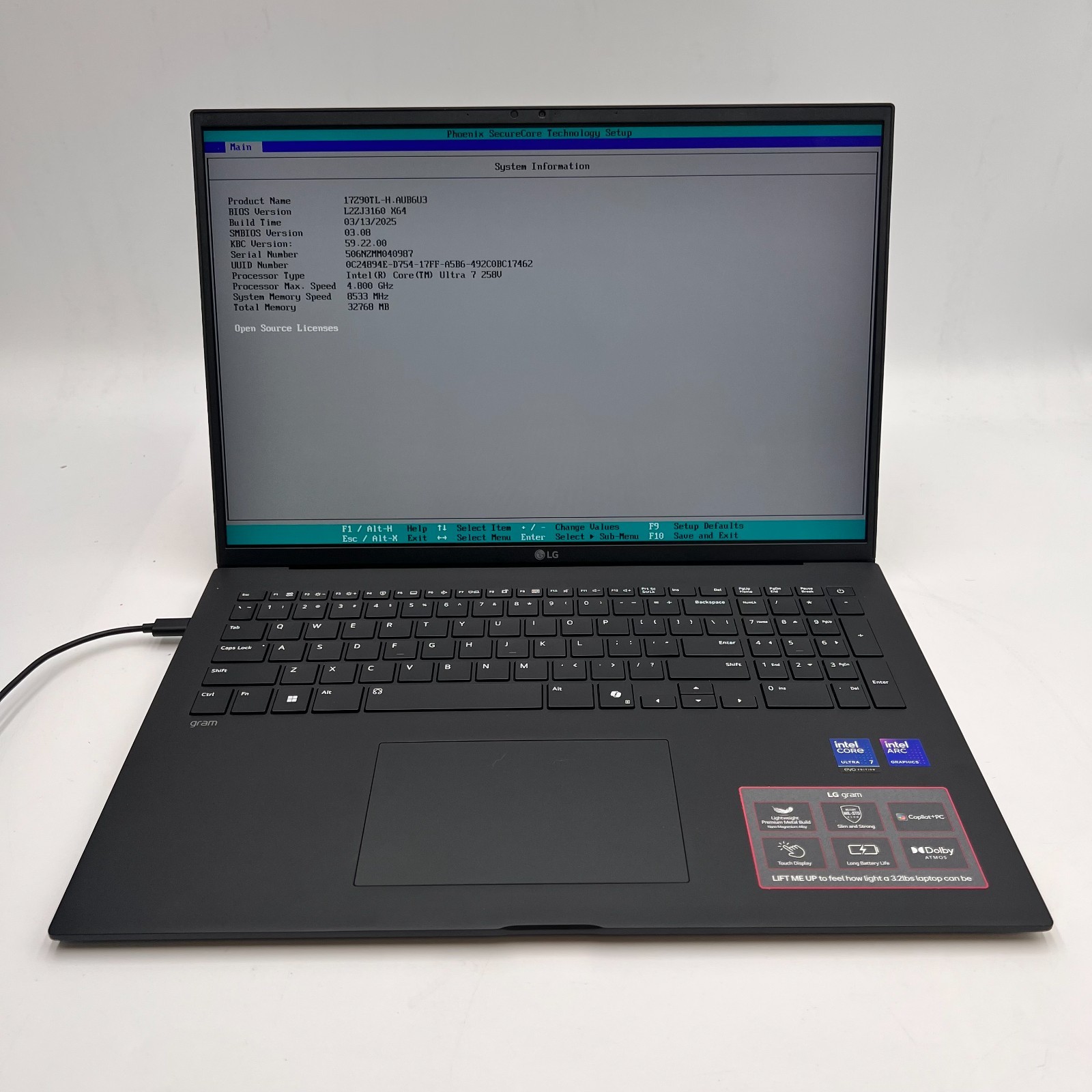 LG Gram 17″ 17Z90TL-H.AUB6U3 Ultra 7 32GB RAM 1TB SSD Black | NEW OPEN BOX