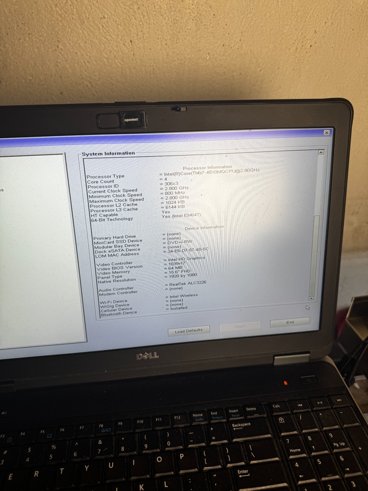 Dell Latitude E6540 Core i7-4810MQ, 16GB RAM 15.6″ Laptop *READ #6179