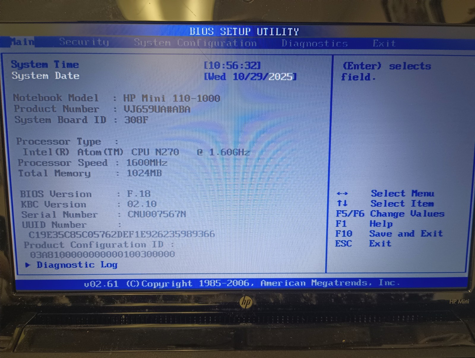 HP Mini 110-1046NR Intel Atom N270 1.6GHz 1 GB Ram 160GB HDD Genuine Windows XP