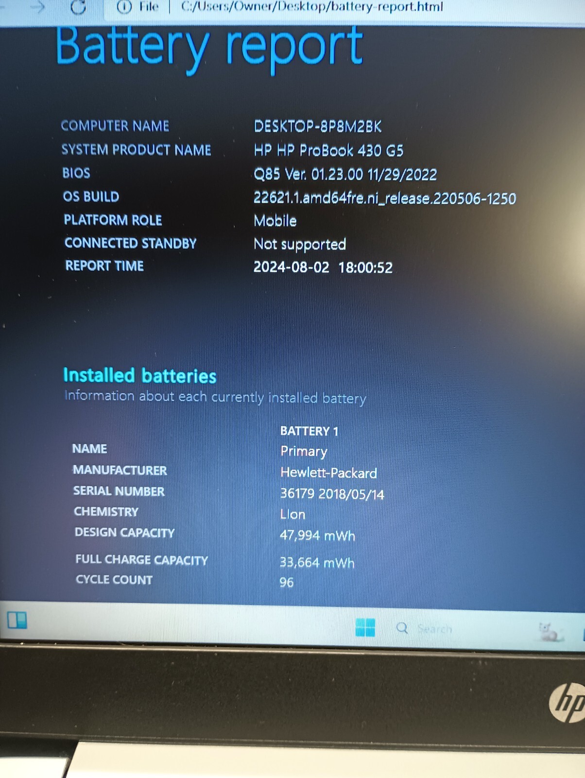 8023 ProBook430 G5 w/charger. i5 8th gen.8GB.256GB SSD.14″.W11.Nice!!