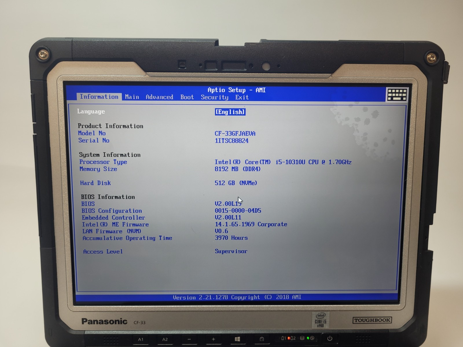 Panasonic Toughbook CF-33 MK2 (480GB SSD 8GB RAM Core i5-10310U)