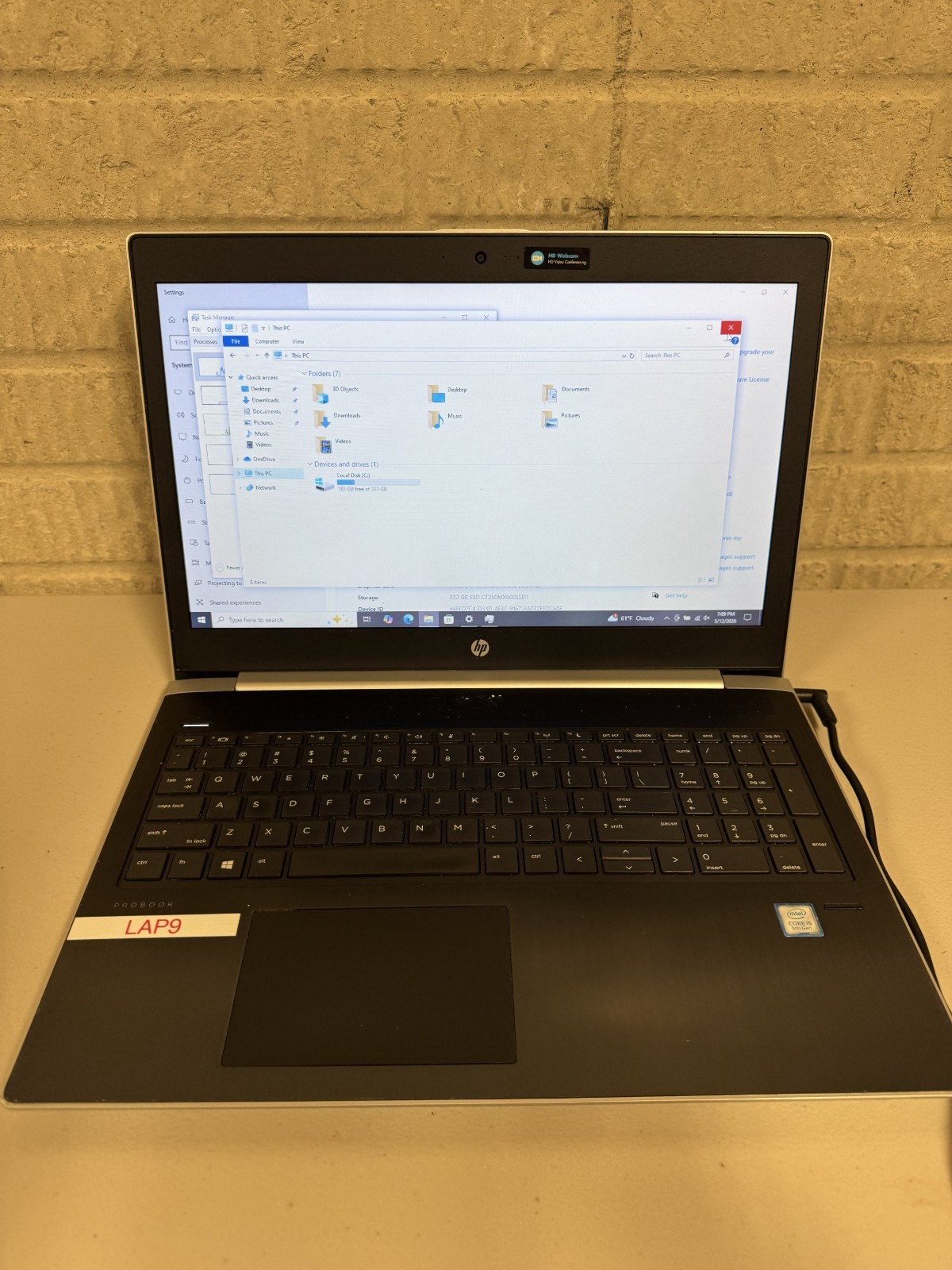 HP PROBOOK 450 G5 I5-8250U @ 1.6GHZ – 8gbRam – 256GB SSD – 15.6″ – Windows 11