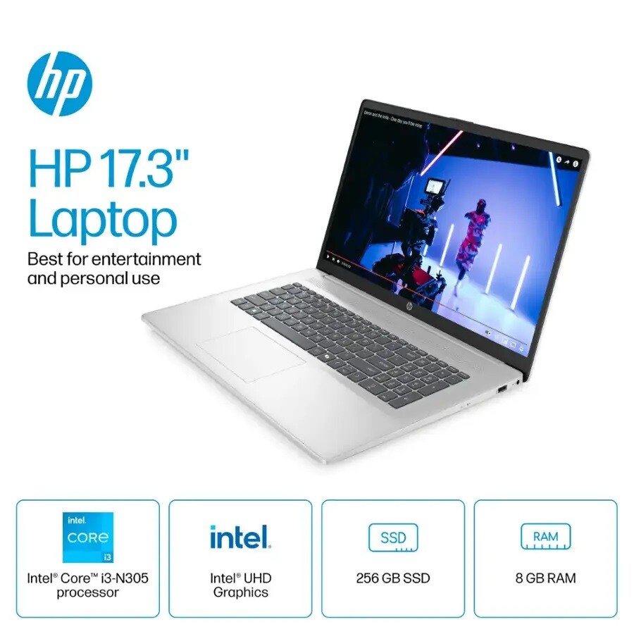 2025 HP Laptop Win11Pro Inter core i3 60 Hz 17.3″HD | 32GB RAM-1TB SSD