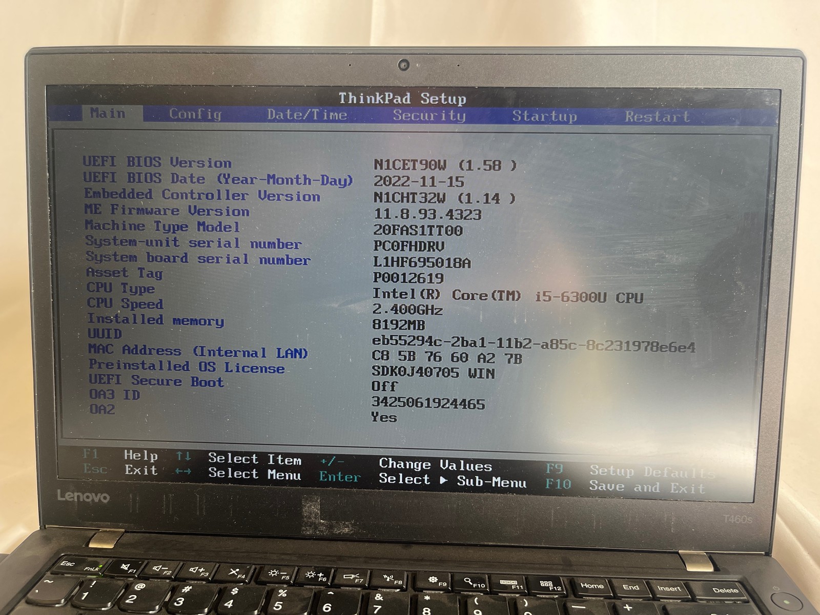 Lenovo ThinkPad T460s Intel Core i5-6300U 8 GB No Drive 14″