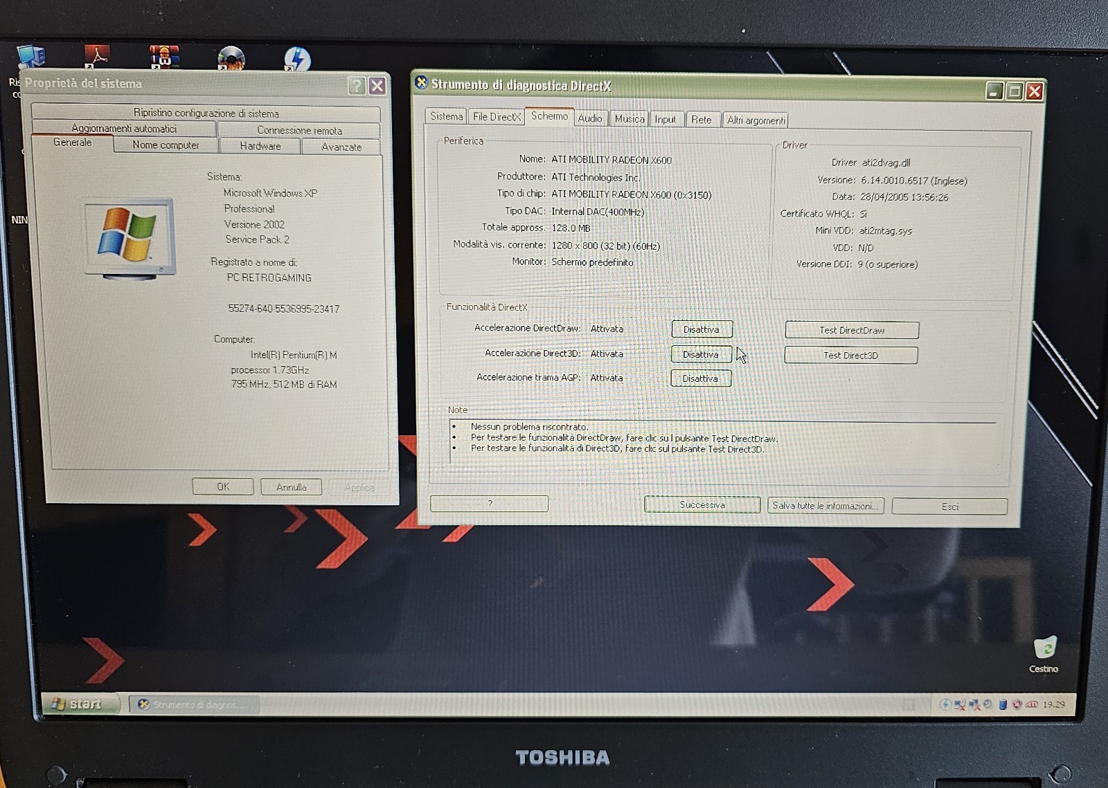 Toshiba M40X-186 Windows XP 15.4″ Retrogaming N64 PS1 SNES SEGA Notebook PC