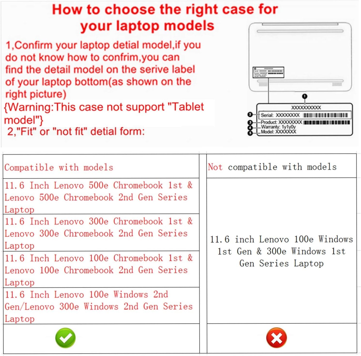 Protective Case Cover for Lenovo 500e Chromebook Gen 3/300e Chromebook Gen 3