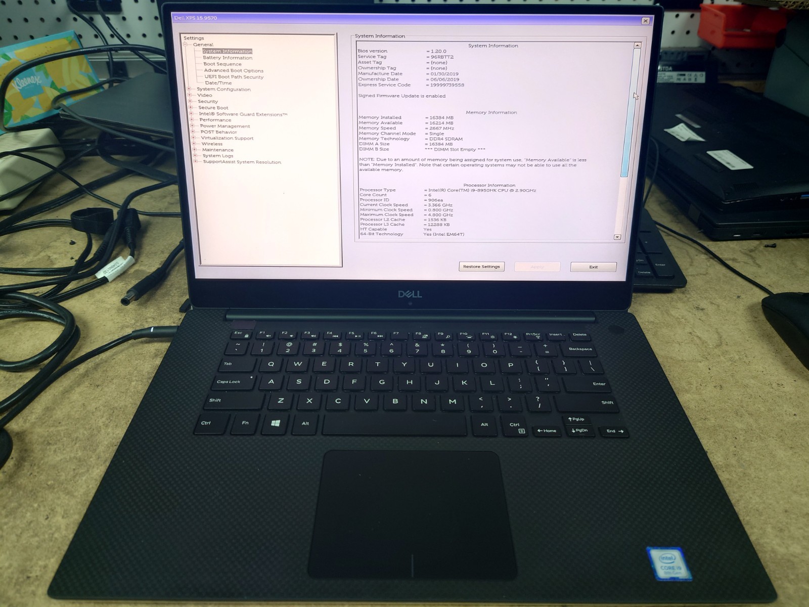 Dell XPS 15 9570 15.6″ UHD Touch i9-8950HK 16GB RAM No Battery/OS/SSD