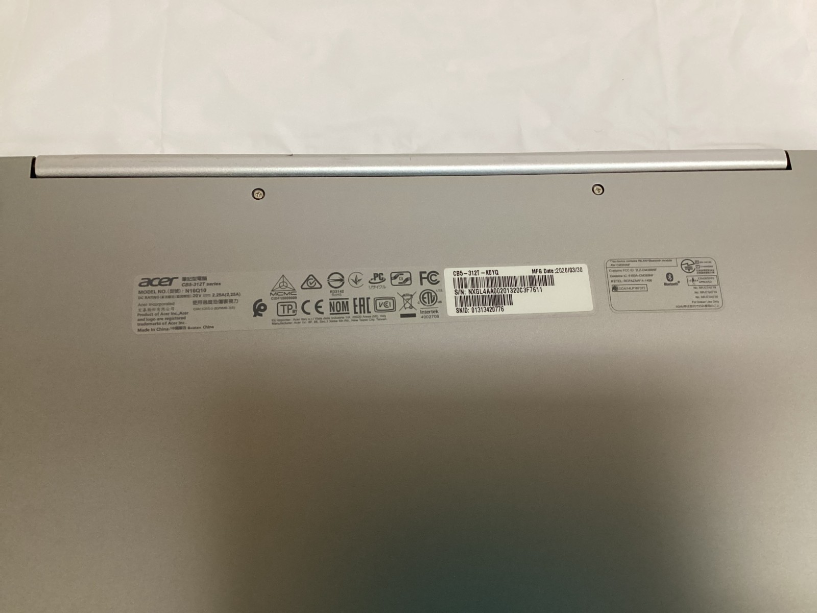 Acer CB5-312T N16Q10 ChromeBook Touchscreen 4GB 32GB SSD ChromeOS