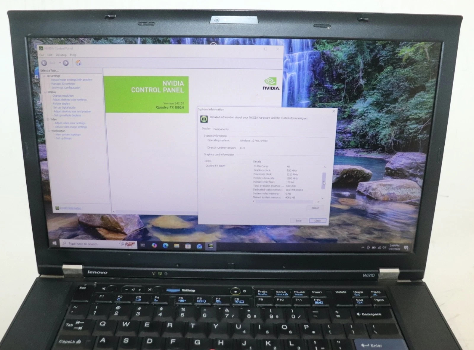 ThinkPad W510 i7-720QM 8GB 500GB WebCam Nvidia FX880m Win 7 Office 2010