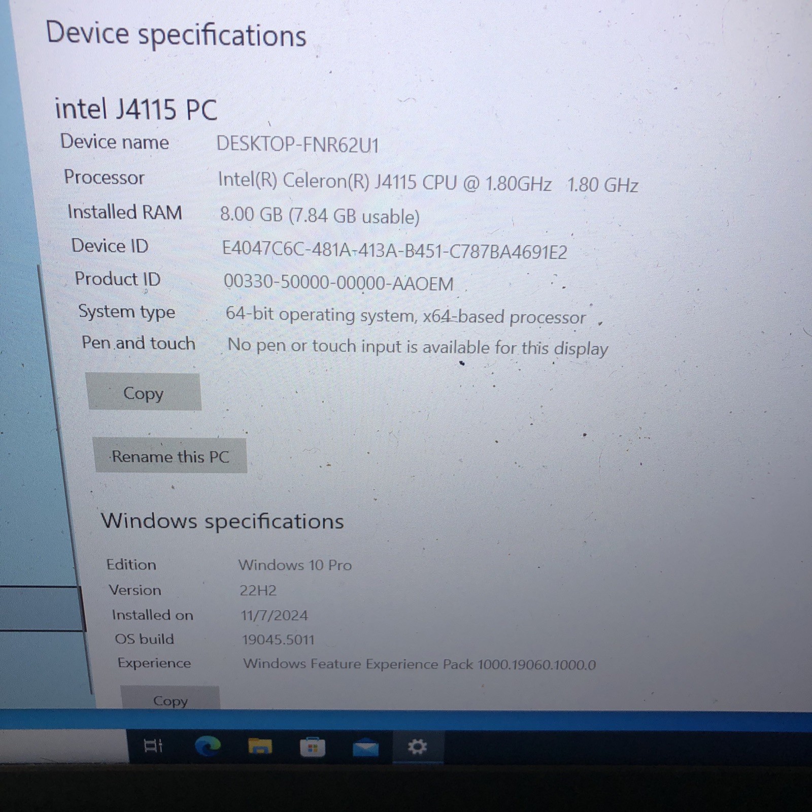 Laptop 13” Windows 10 Pro Intel J4115 Quad Core 8G+237gb 1.80 GHz 2021 Ready