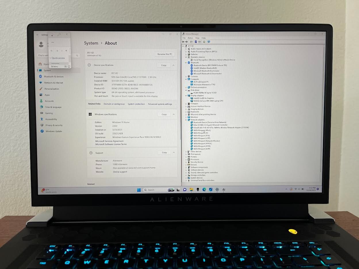 Alienware X17 R2 360Hz 12700H 32GB DDR5 512GB SSD RTX 3060 *MECHANICAL KEYBOARD*