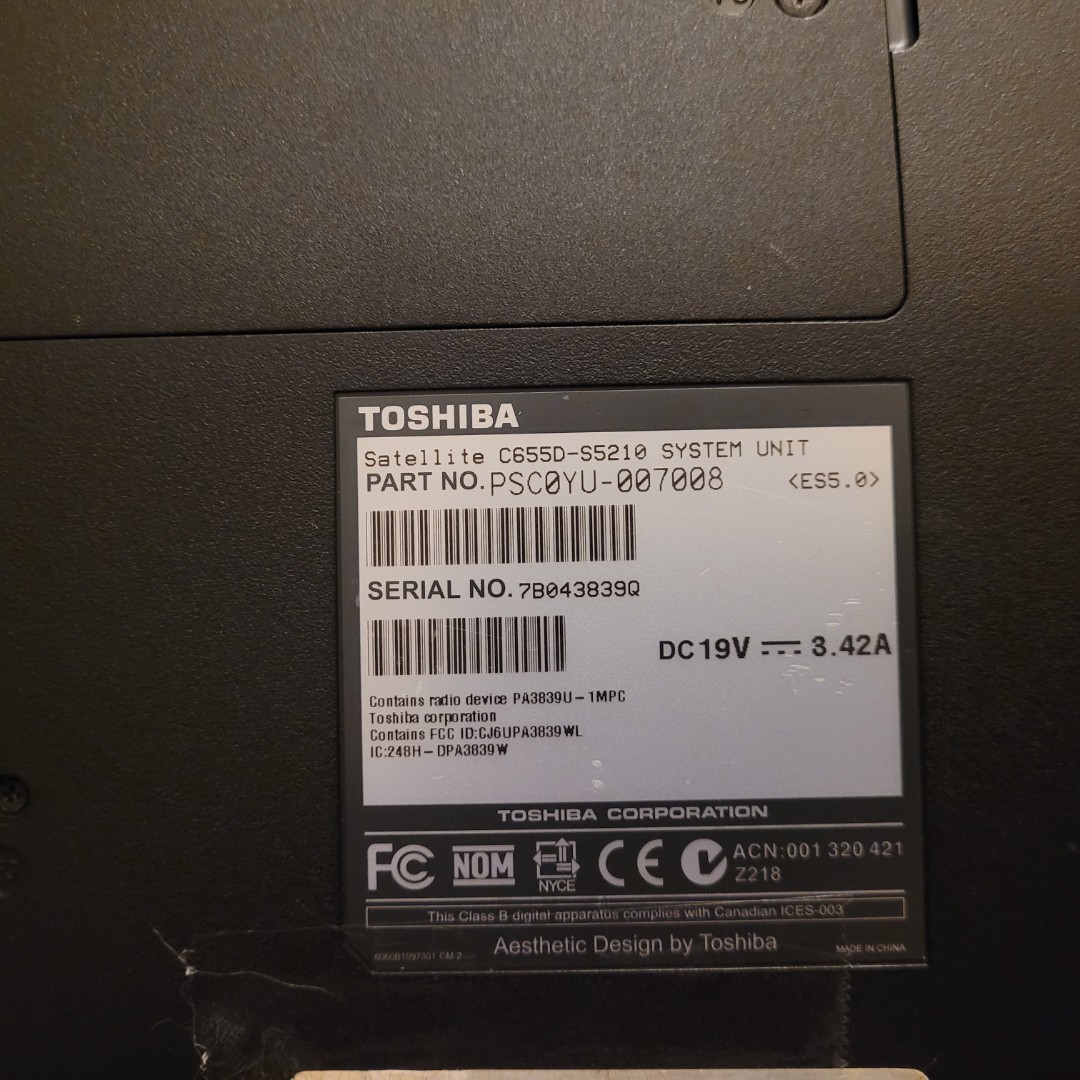 Toshiba Satellite C655 Laptop