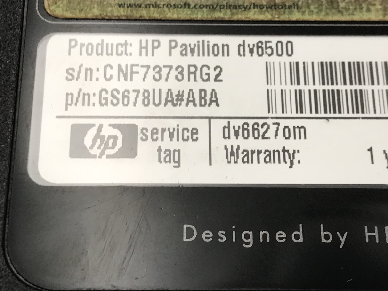 HP PAVILION DV6500 – BOOTS TO BIOS – AMD TURION 64 X2 – 4GB RAM – READ DESC – BB