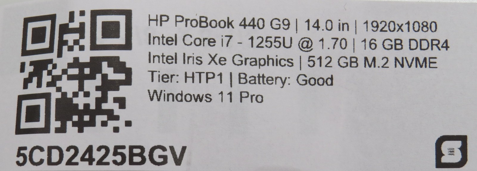 HP ProBook 440 G9 i7-1255U @ 1.7GHz | 16GB DDR4 | 512GB SSD | 14″ | Win 11 Pro