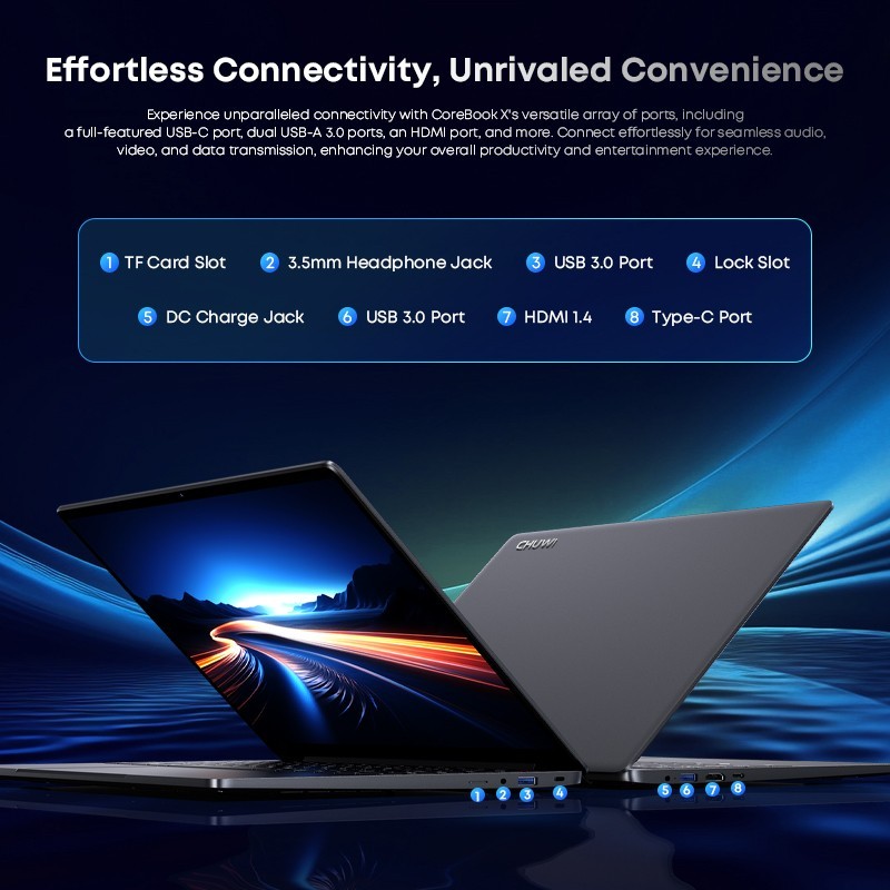 CHUWI CoreBook X 14.1″ i5 Laptop, 12th Gen i5-12450H, 16GB RAM 512GB SSD, Win 11