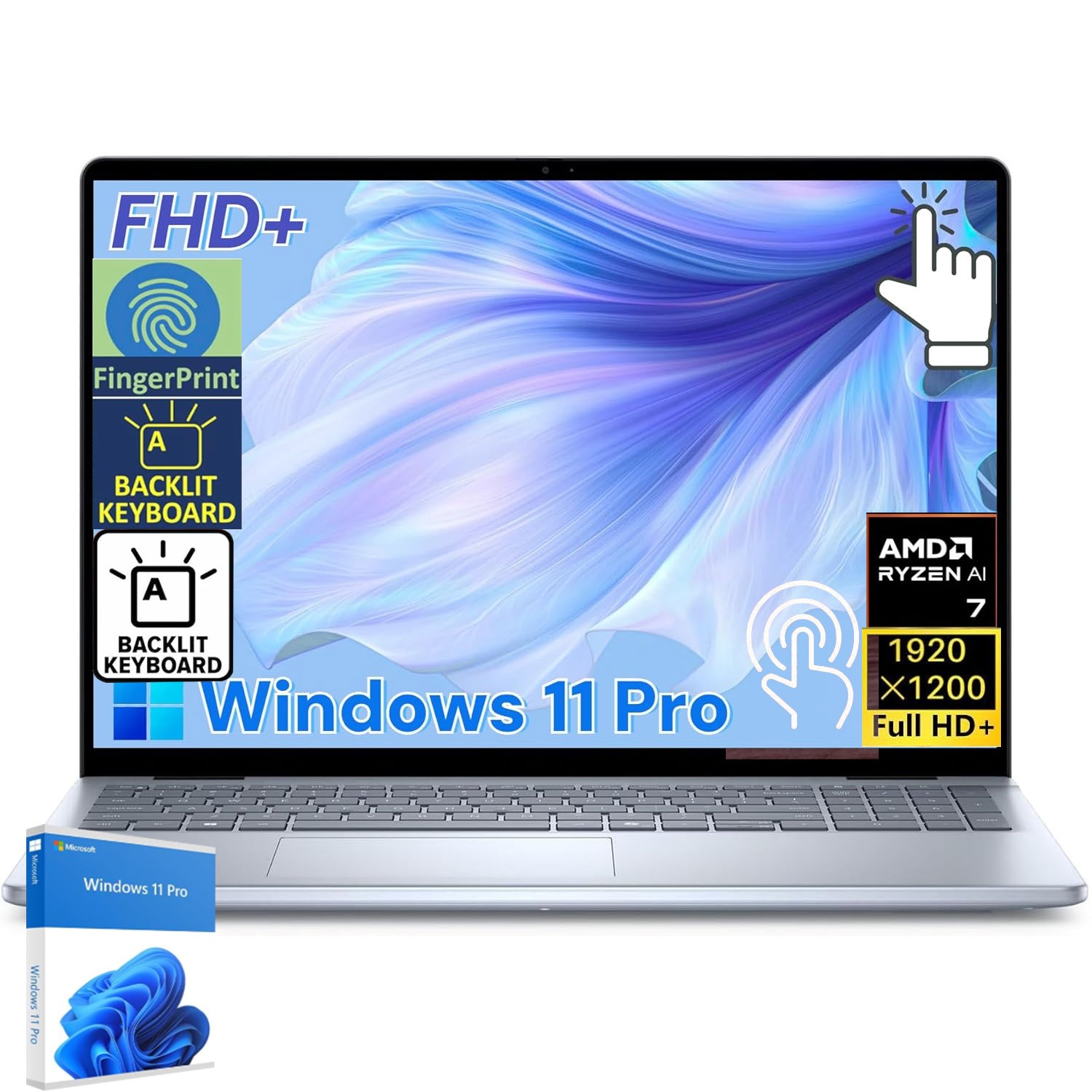 Dell Inspiron 16″ FHD Laptop Computer Backlit Ryzen 7 32GB RAM 1TB SSD W11Pro