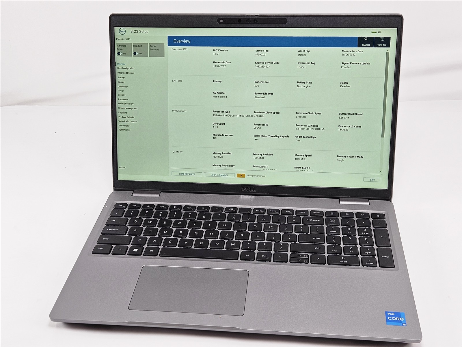 Dell Precision 3571 Intel Core i5-12600H 16GB RAM 256GB SSD 15.6″ Grey No OS