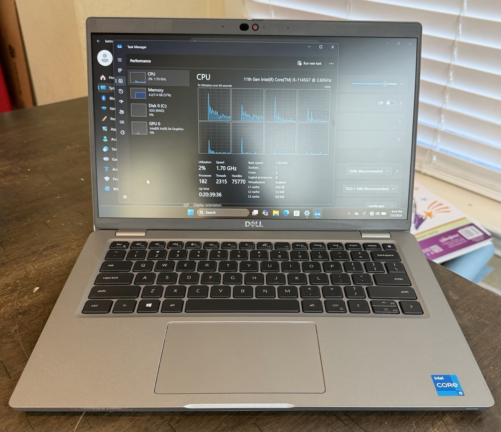 DELL LATITUDE 5420 INTEL CORE I5-1145G7 8GB RAM 256GB NVME 14 IN TOUCH WIN11