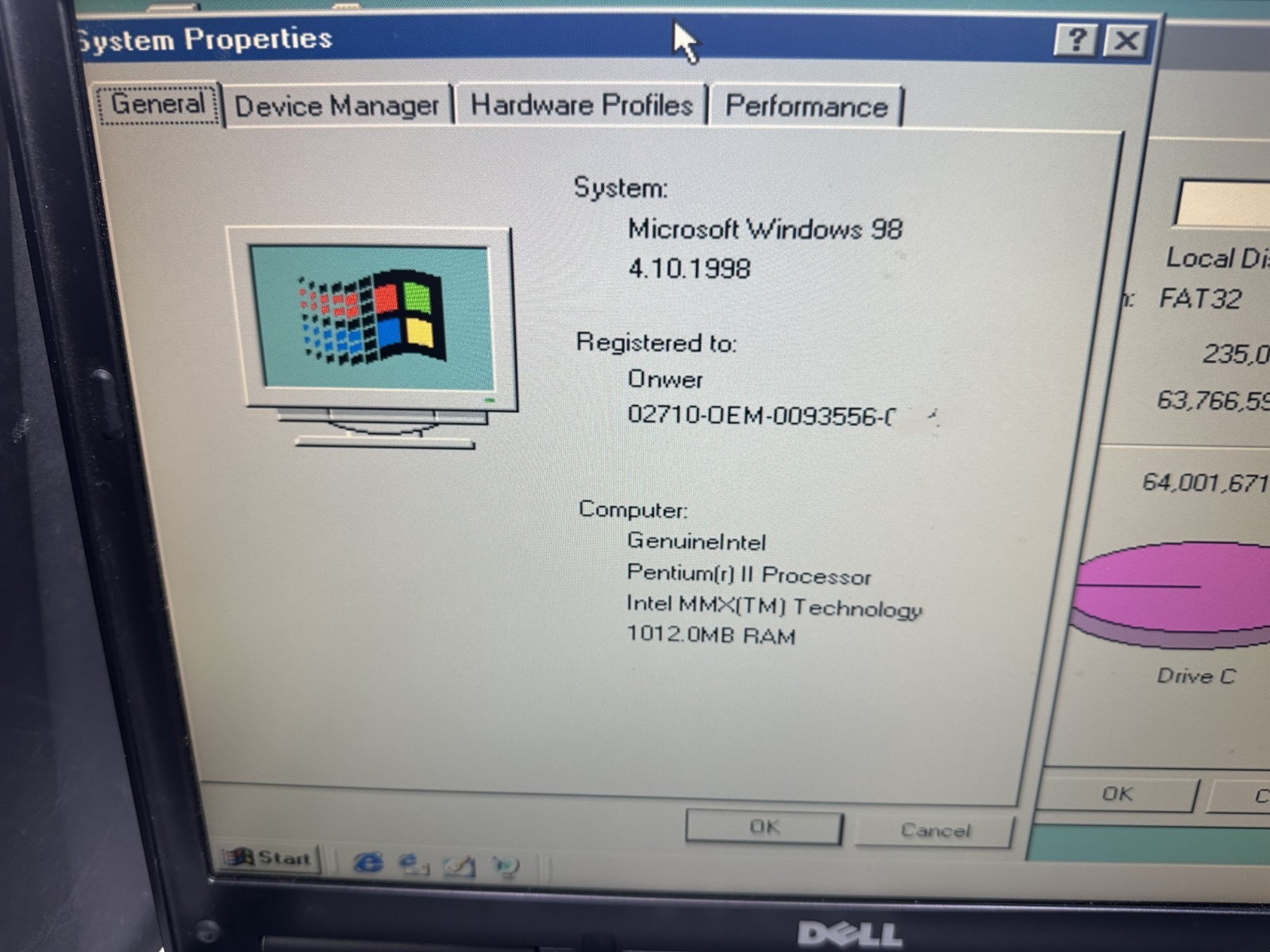 DELL D820 CORE 2 DUO, WIN 98, 64 GB SSD POWER ADAPTER, STRICTLY FOR PARTS/REPAIR