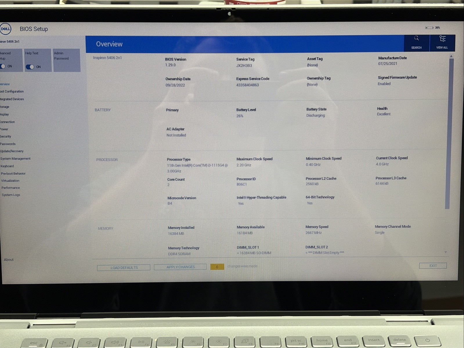 Dell Inspiron 5406 2-n-1 14″ i3-1115G4 16GB RAM No OS/SSD