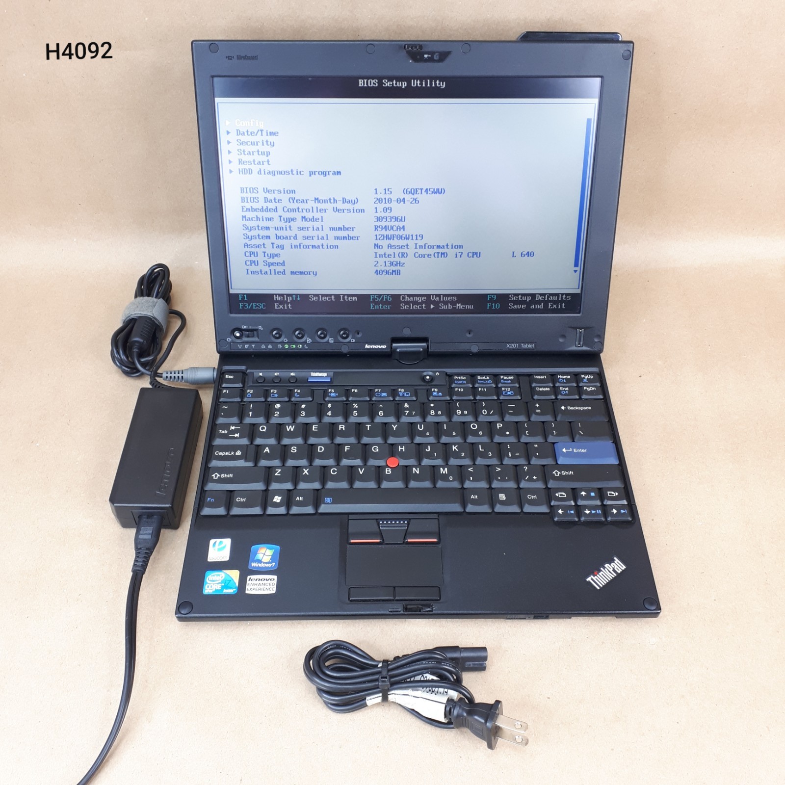 Lenovo Thinkpad X201 12.1″ Tablet Laptop i7-L640 4GB RAM 500GB Boots/Bios H4092