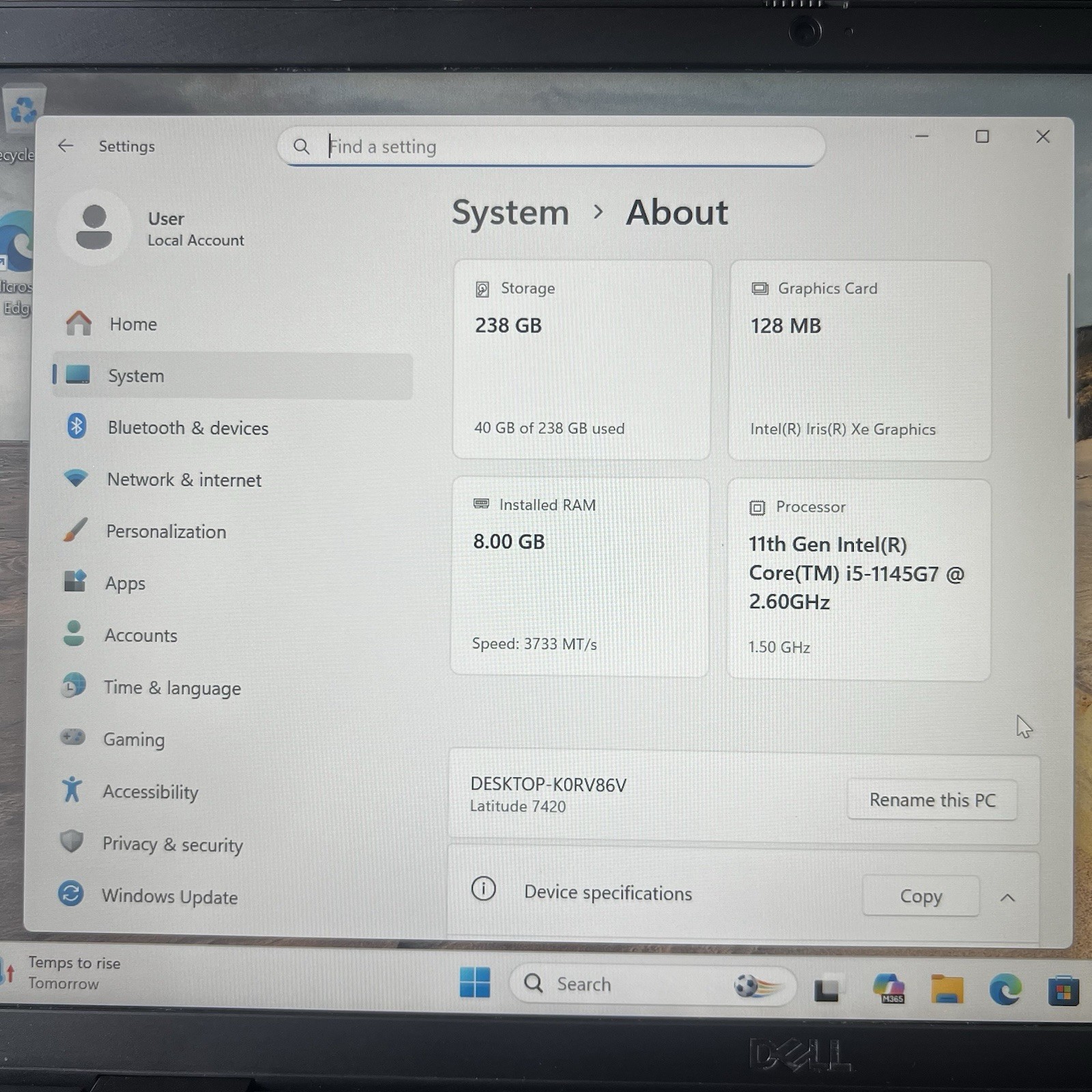 Dell Latitude 7420 14″ (256GB SSD, Intel Core i5 11th Gen., 2.40 GHz, 8GB)…