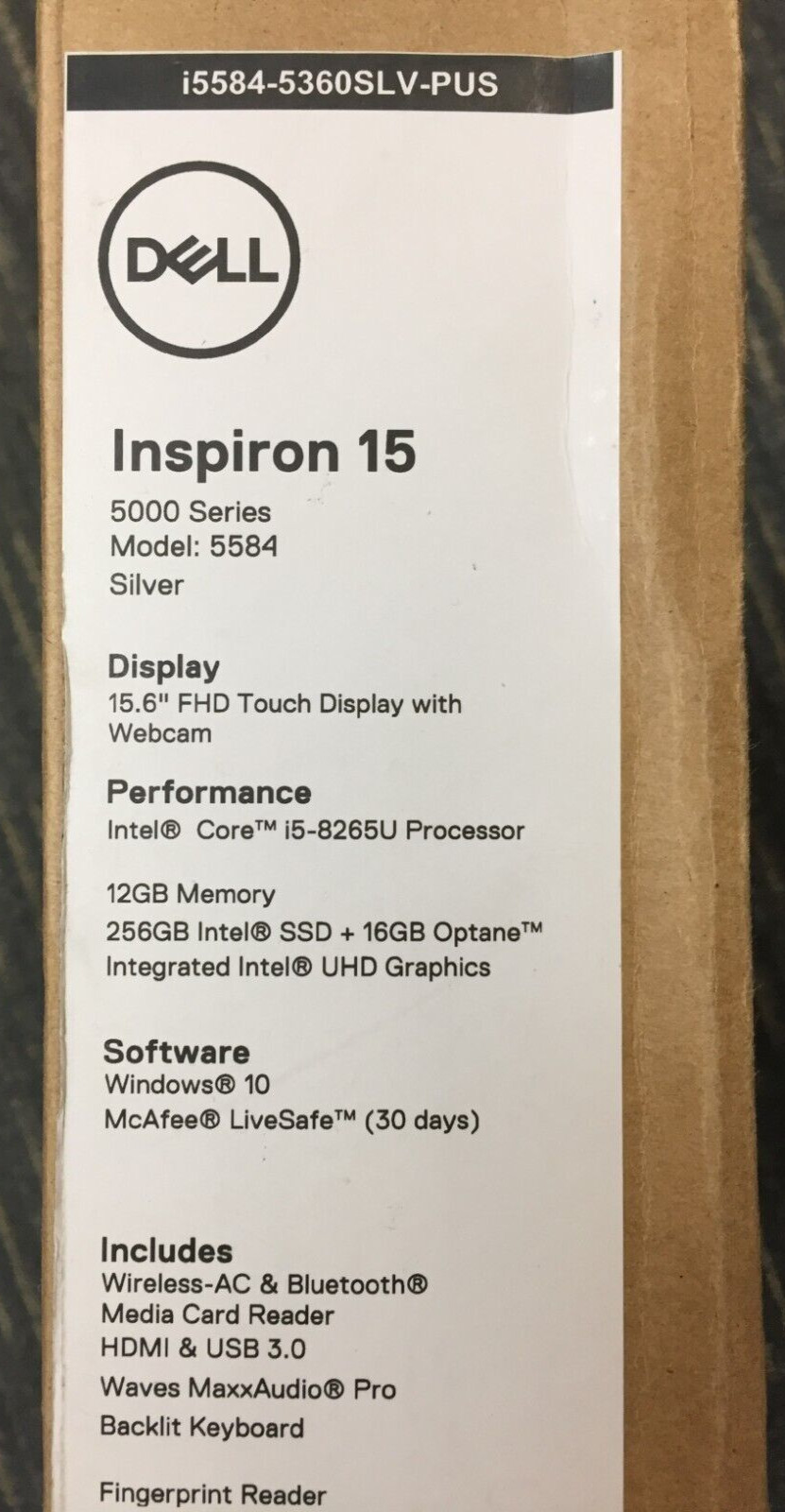 *Bad Battery*Dell inspiron 5584 15.6″ Touch Laptop/i5-8265U/12GB/256GB SSD/W10H