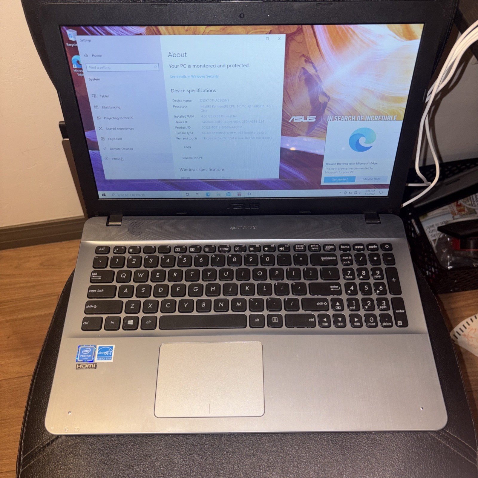 ASUS-X541S Laptop Computer Netbook – Pentium N3710 1.6 Ghz, 4 GB, Win 10, 500 GB