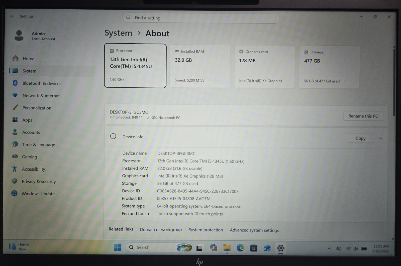 HP EliteBook 840 G10 14.0″ Touch Intel i5-1345U 32GB 512GB NVMe W11Pro