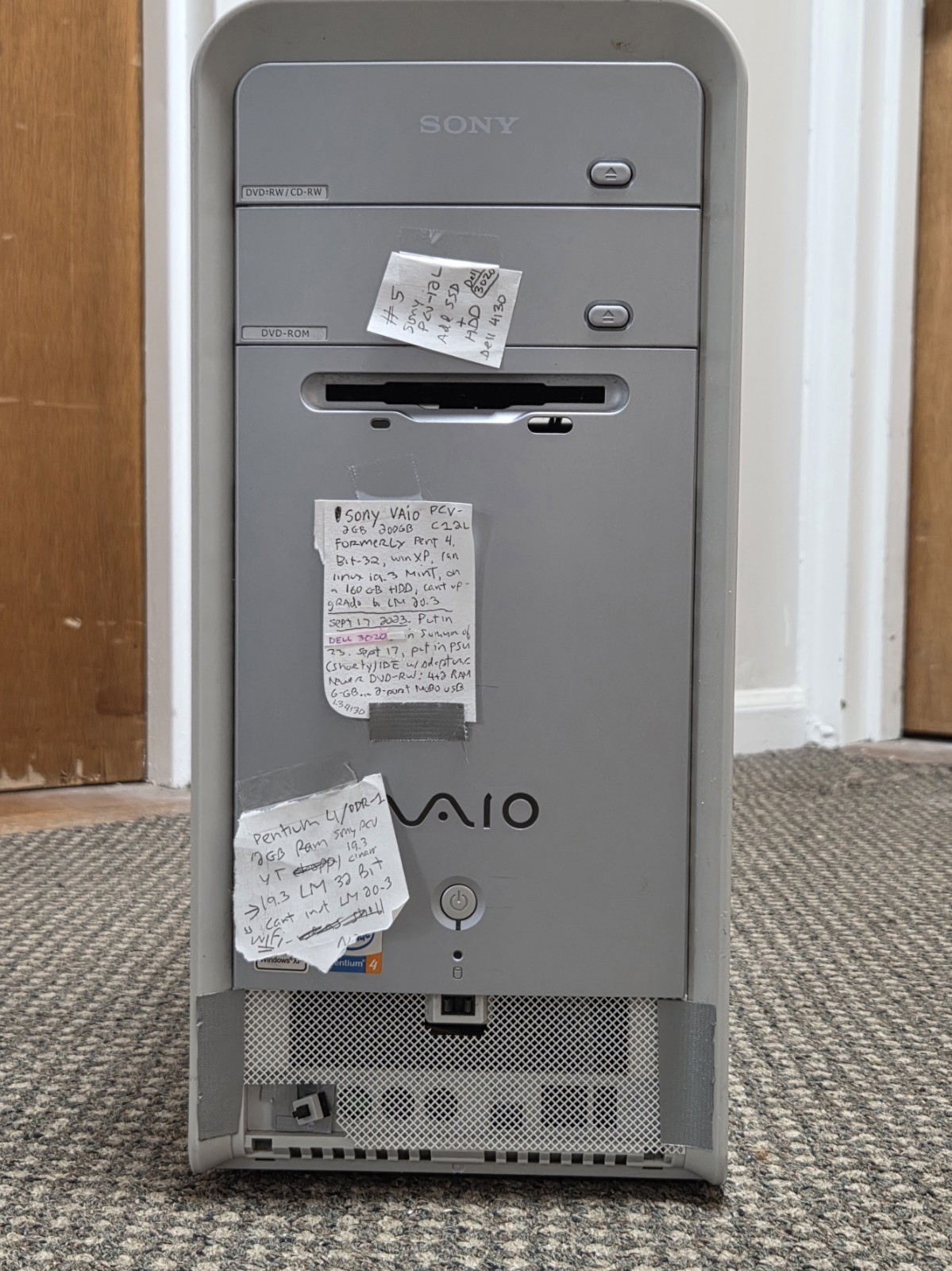 Sony Vaio PCV-12v With Dell 3020 Optiplex Mobo Plus 4130 CPU 3.4 Ghz, 240 SSD