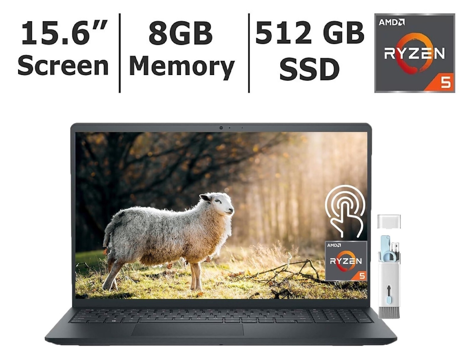 DELL INSPIRON RYZEN 5-7530U 15.6″ FHD TOUCH DISPLAY 8GB 512GB SSD LAPTOP – DE01