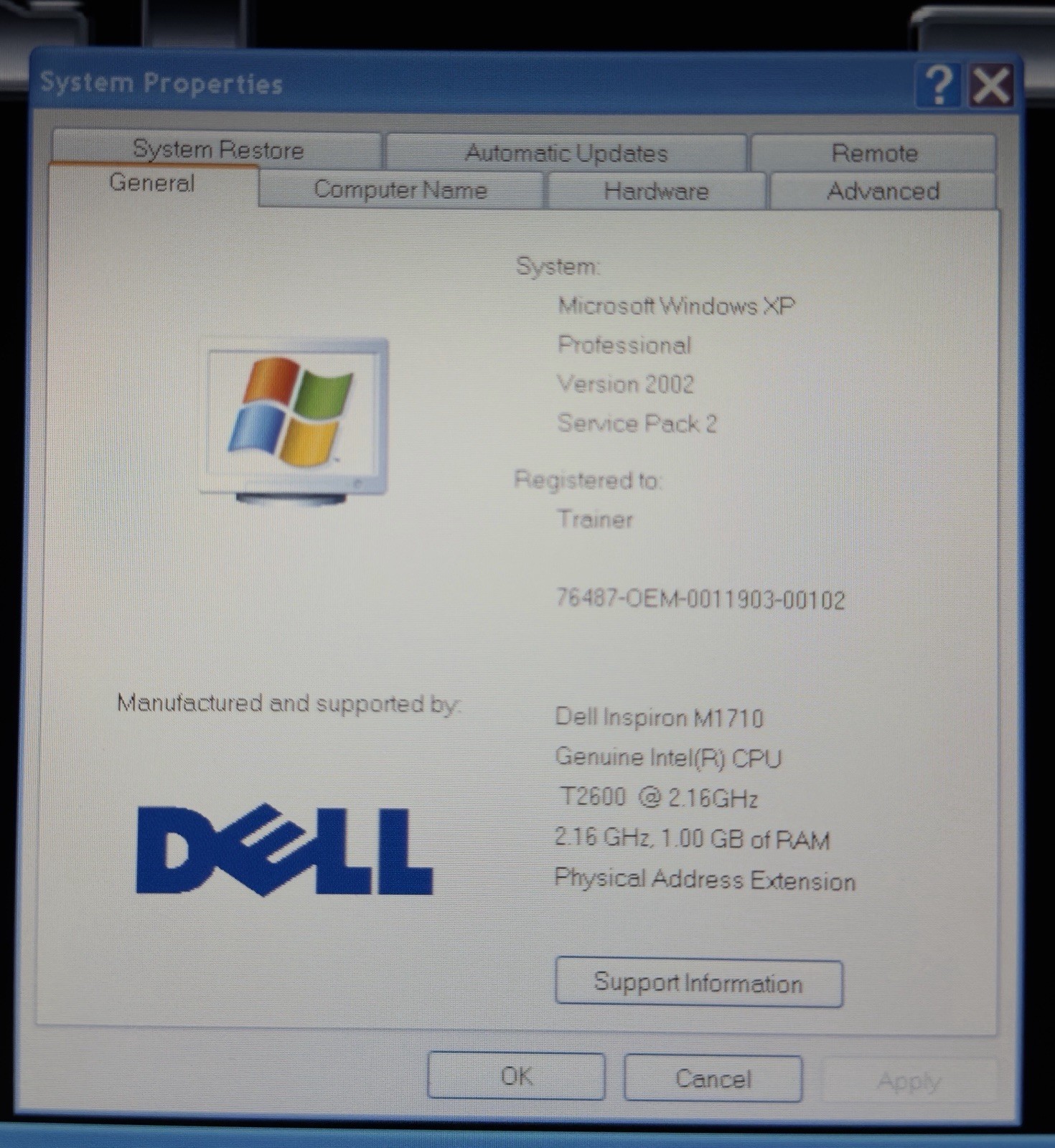 Dell XPS M1710 Retro Gaming Laptop Windows XP, GTX NVIDIA, 7900GS, Intel T2600