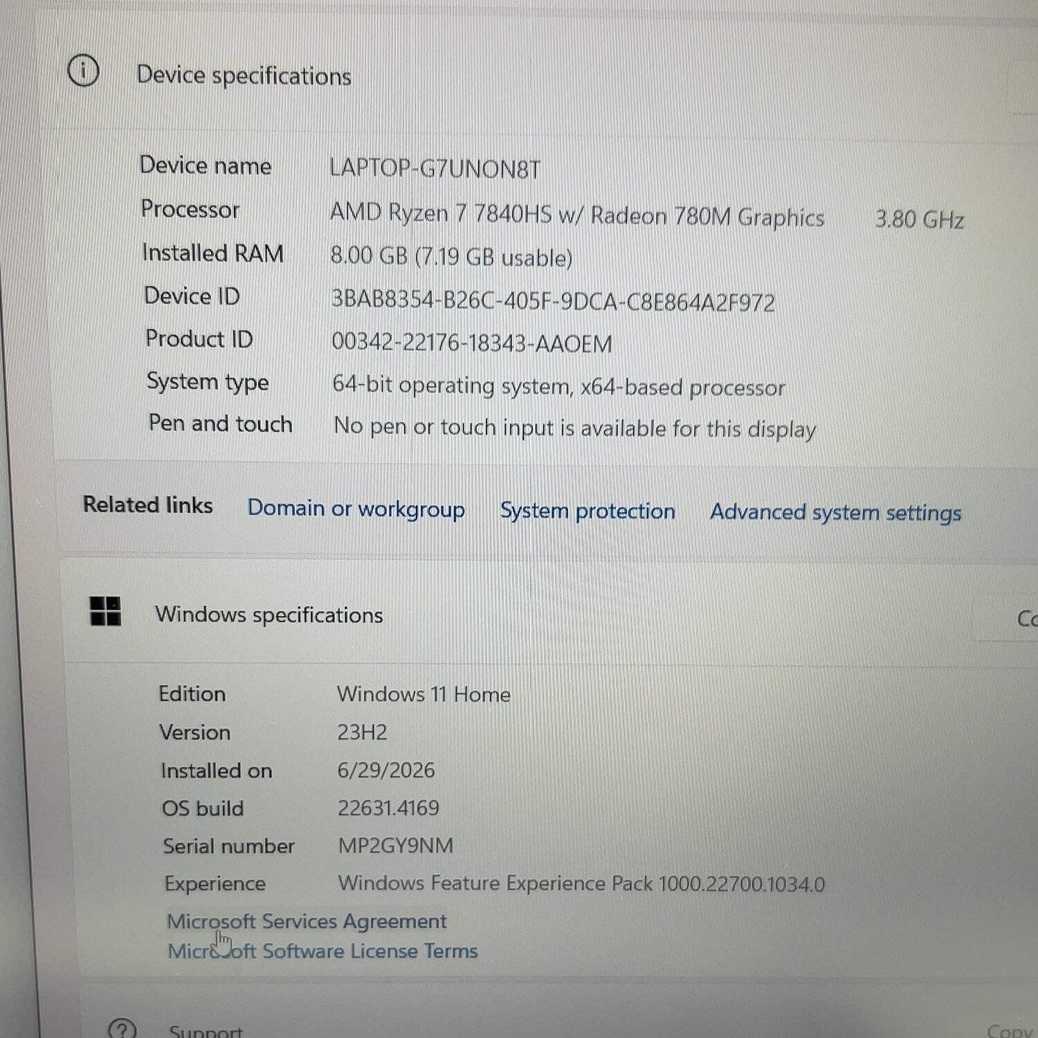 Lenovo LOQ 15 15.6″ Ryzen 7 7840HS 3.8GHz 8GB RAM 500GB GeForce RTX 4050