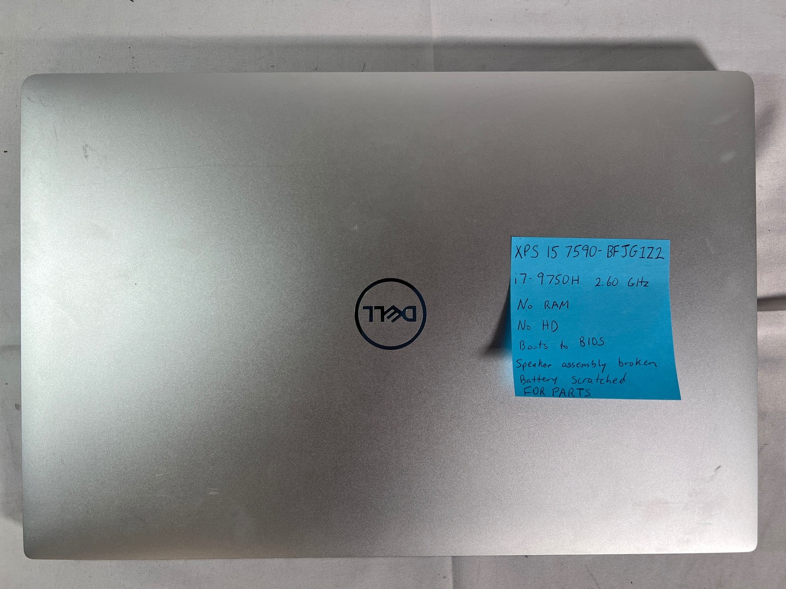 Dell XPS 15 7590 i7-9750H 2.6GHz None No Drive 15.6″ FOR PARTS/REPAIR
