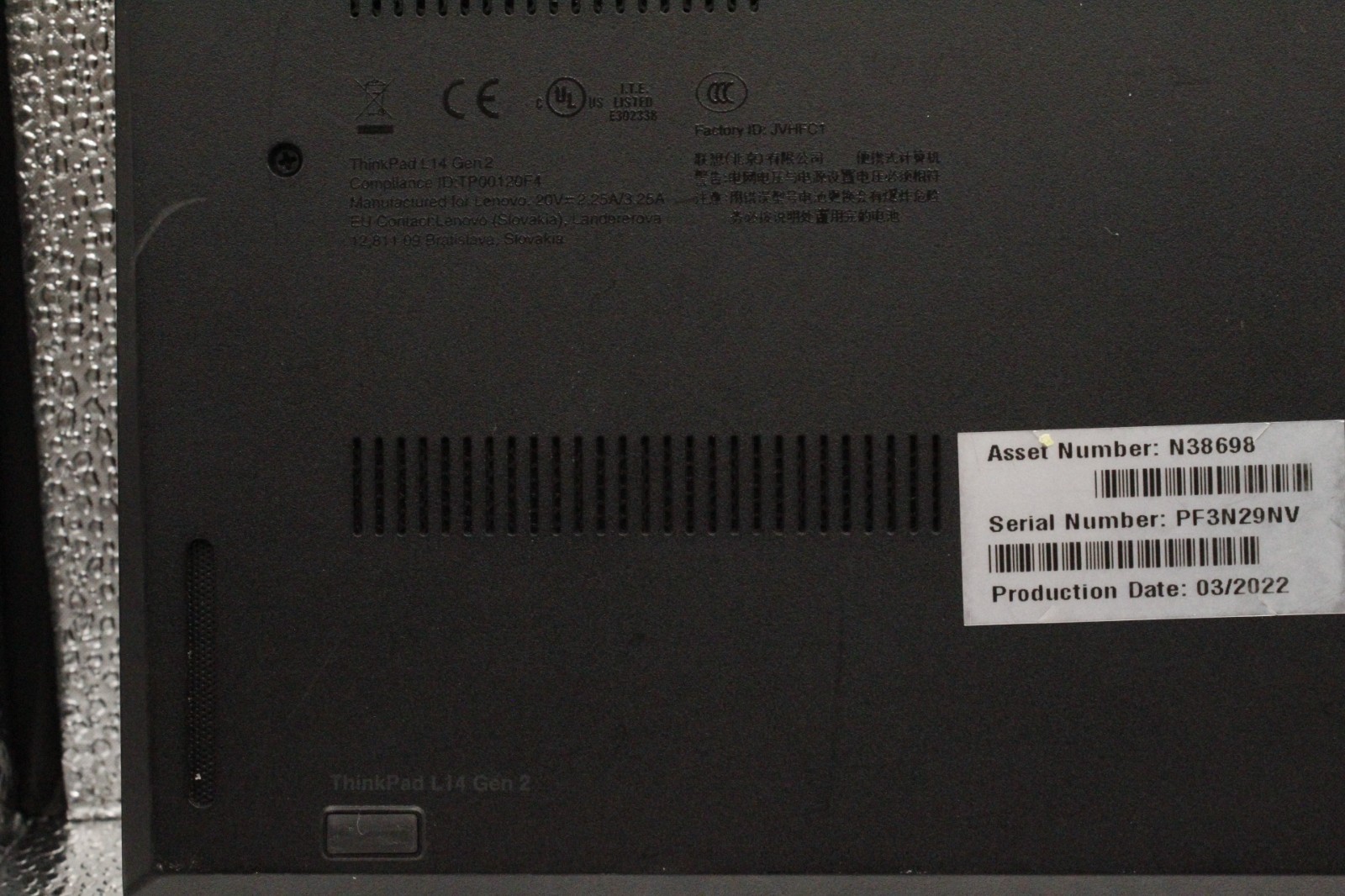 Lenovo ThinkPad L14 Gen 2 AMD Ryzen 5 5650U 2.30GHz 16GB RAM 14 inch 240GB SSD