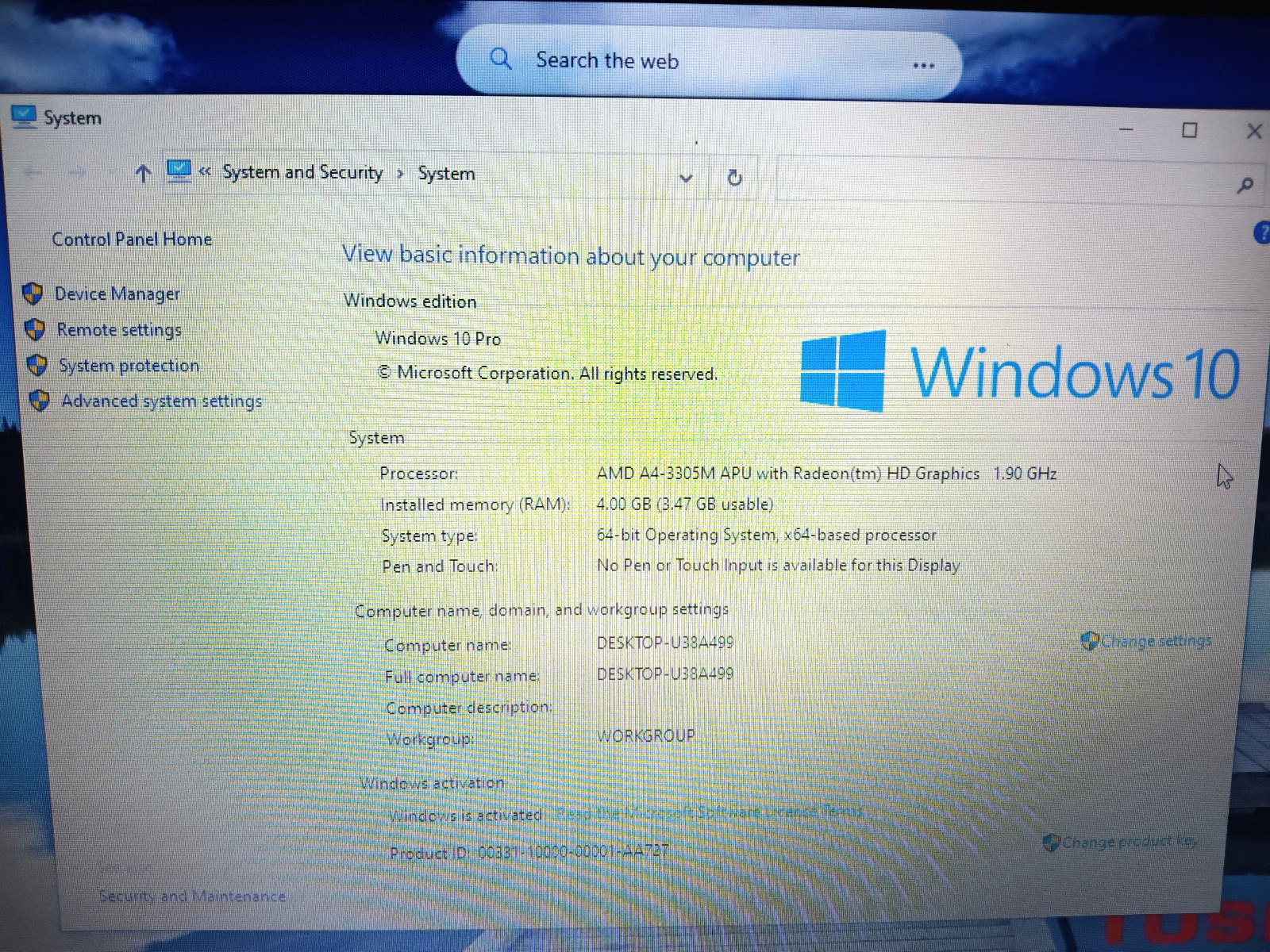 Toshiba L755D-S5109/Amd A4-3305M 1.90ghz/4gb/320gb/Windows 10 Pro/Webcam/BT/15.6