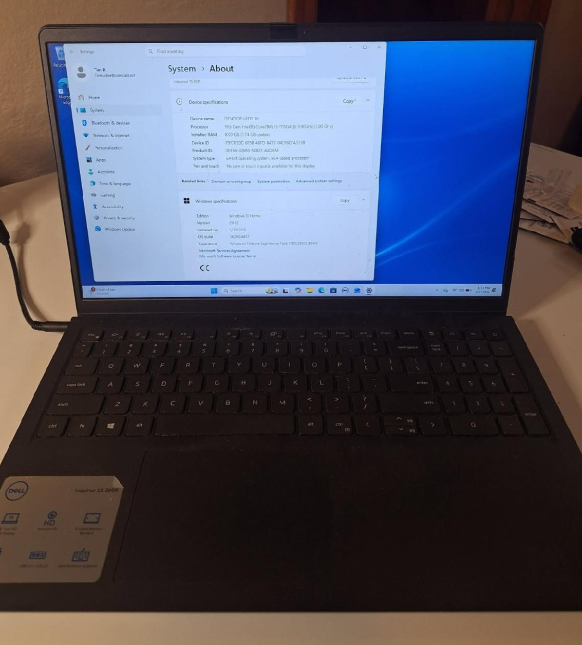 Dell Inspiron 15 3511 15″ Core i3 11th Gen 8GB RAM 128GB SSD Black Laptop