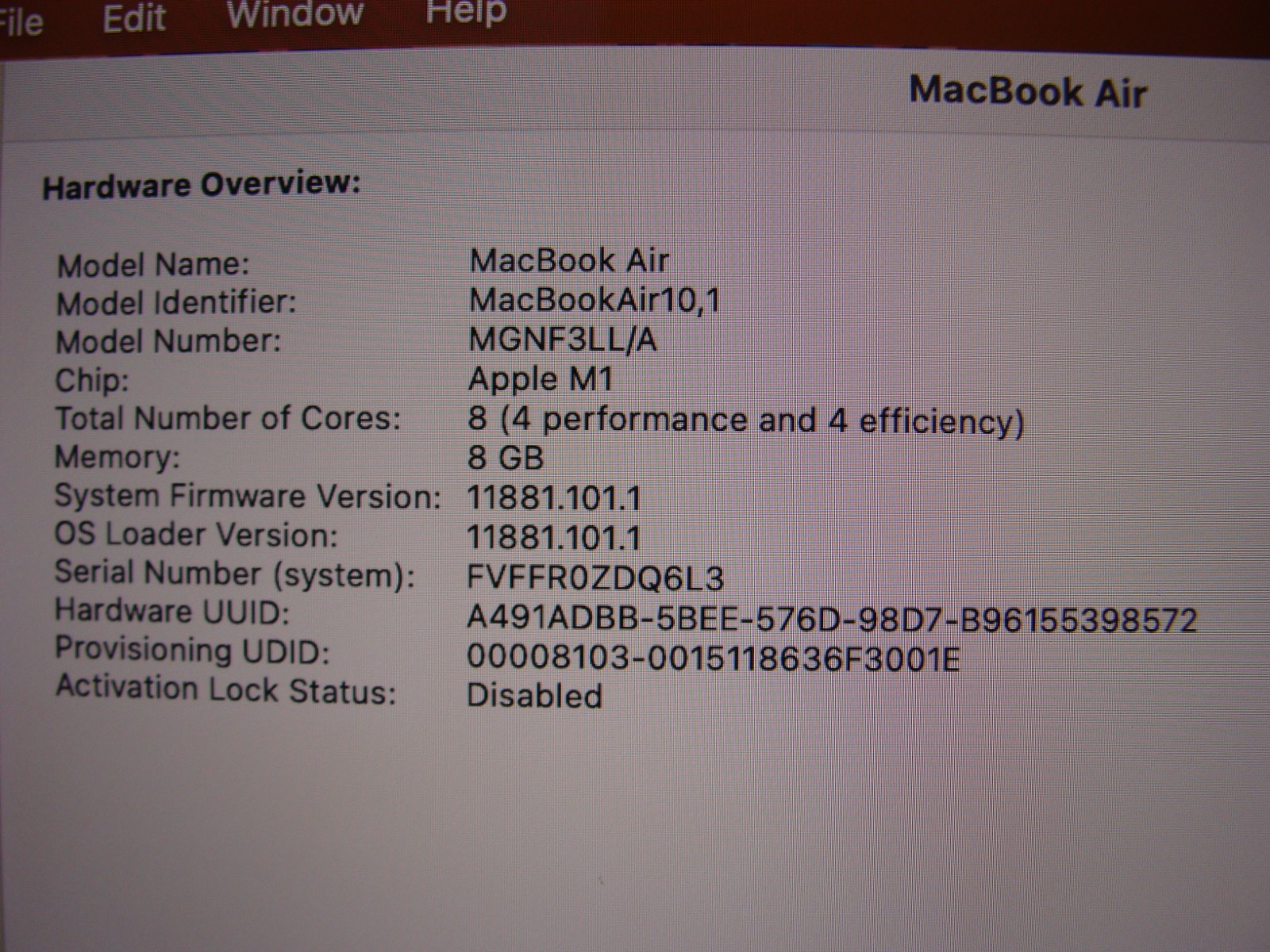 Apple MacBook Air A2337 MGN63LL/A 13.3″ M1 (2020) 8CPU/7GPU 8GB 128GB +Charger