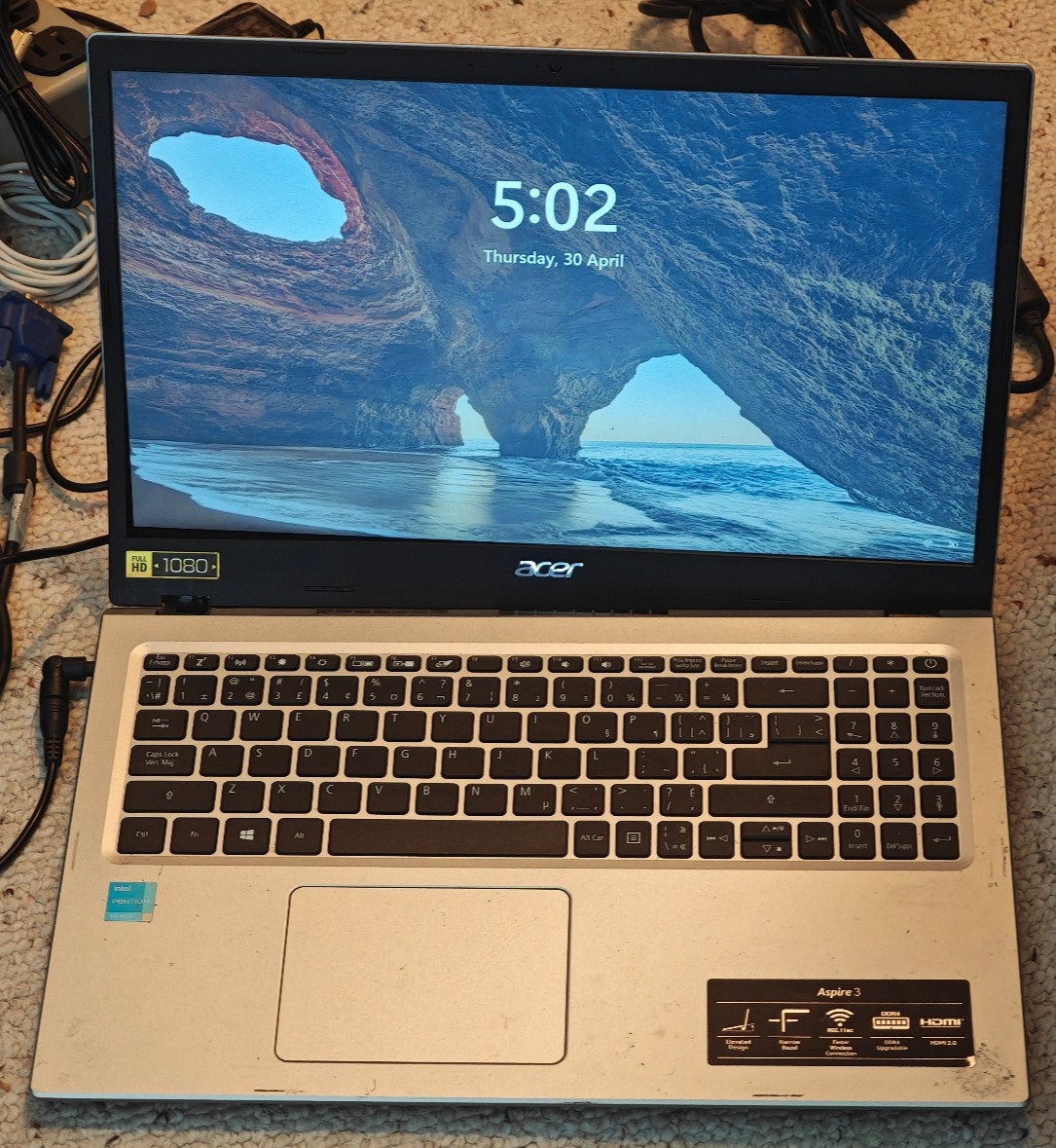 ACER ASPIRE 3 N20C5 – 256GB SSD, 8GB RAM, Intel Pentium Silver N6000 – DAMAGE