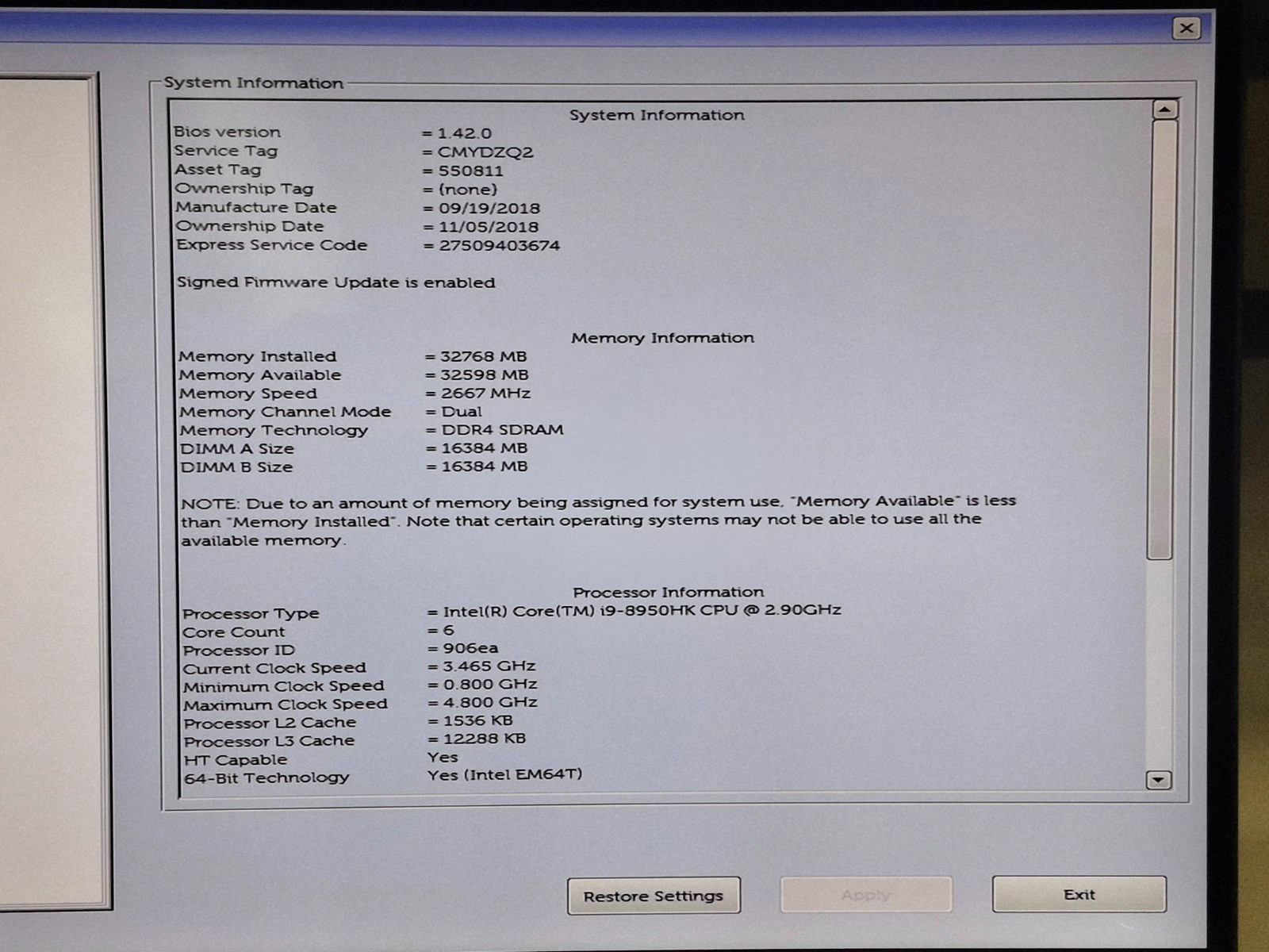 Dell Precision 5530 15.6″ UHD Touch i9-8950HK 32GB Ram 256 SSD Quadro P2000 W11P