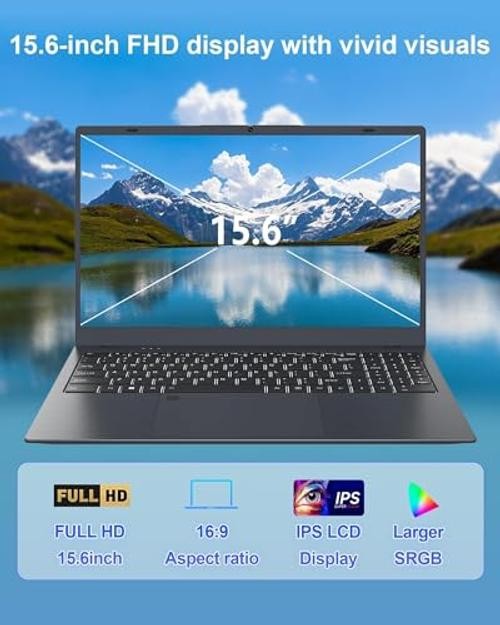 Laptop Computer, 15.6″ FHD IPS Display, N95 Processor (Beat N5095), 12GB 256 GB