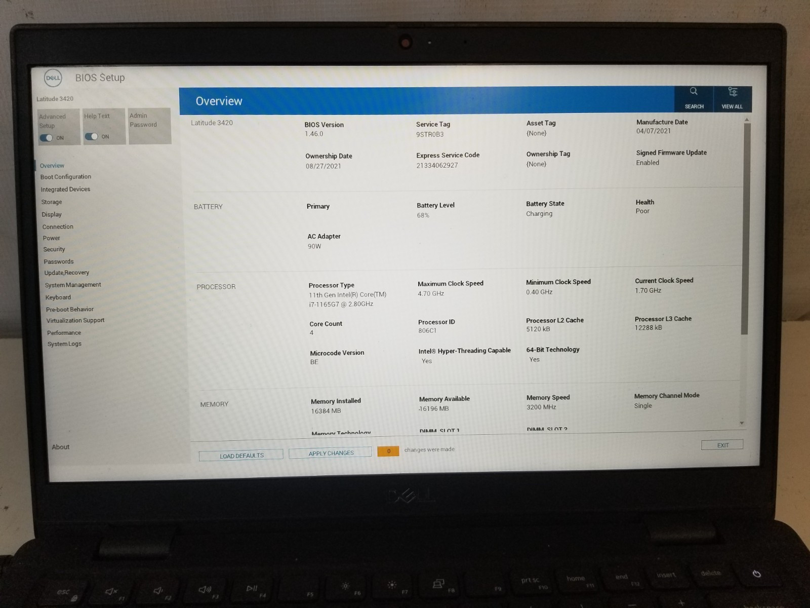 Dell Latitude 3420 Intel Core i7-1165G7 @2.80GHz 16GB RAM NO SSD/ OS