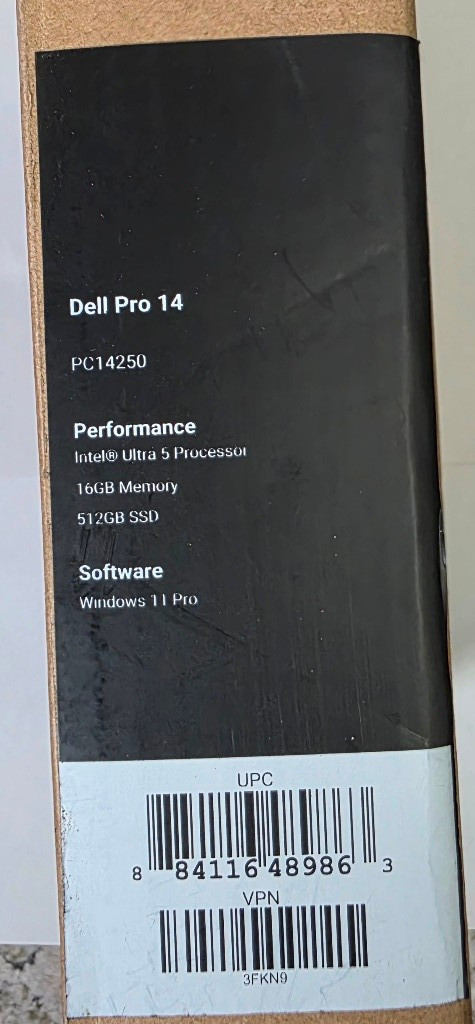 Dell Pro 14 14″ IPS LCD 1920 x 1200 Intel Core Ultra 5 16GB RAM 512GB SSD