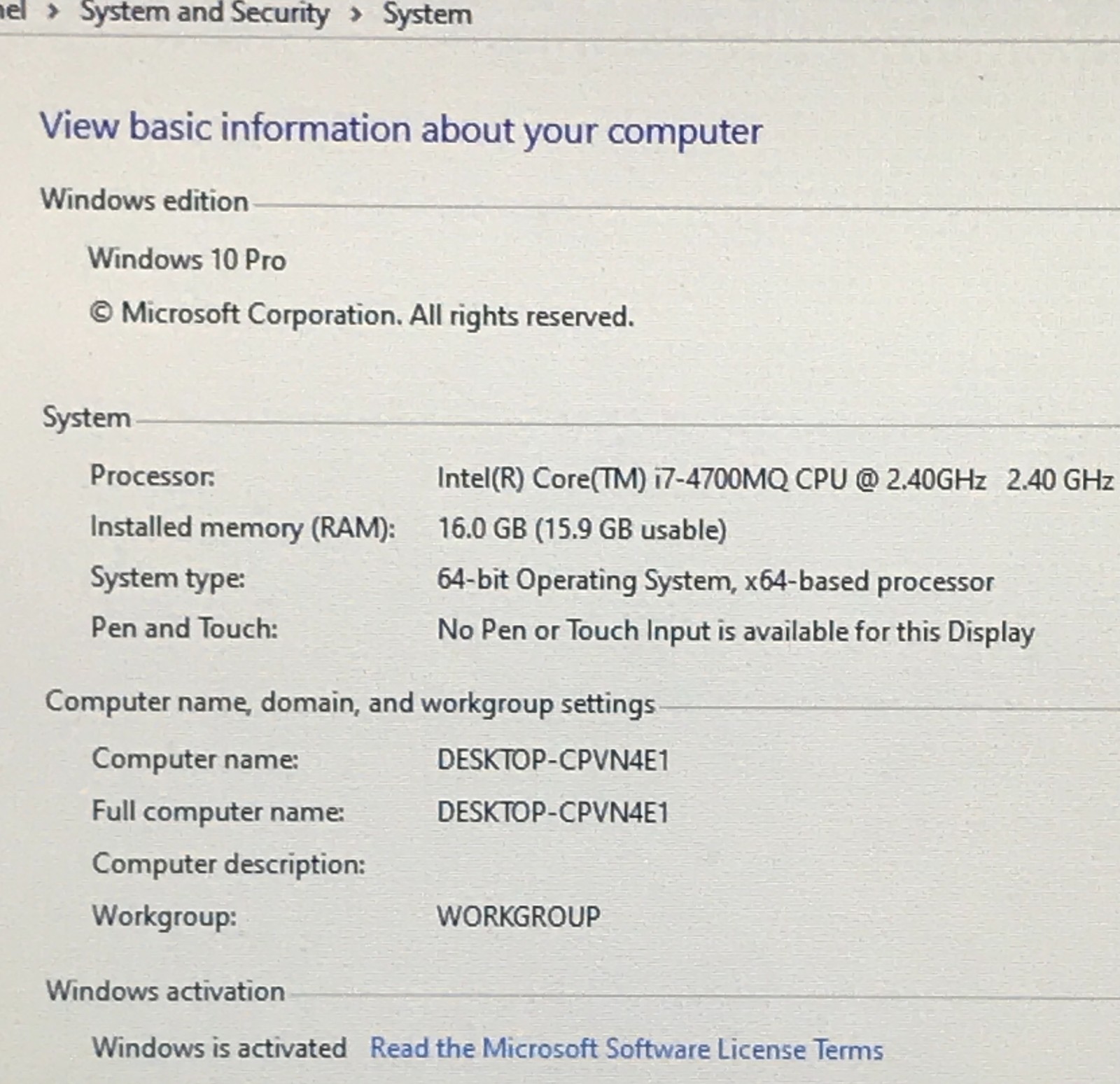 DELL ALIENWARE 17 i7-4700MQ@2.40GHz 16GB 250GB SSD NVMe W10P GEFORCE GTX 765M
