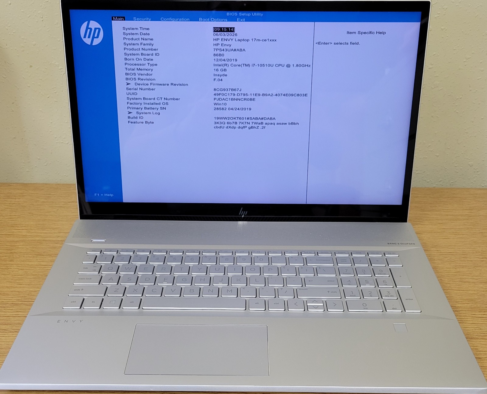 HP ENVY 17m-ce1xxx i7-10510U 1.80GHz 16GB 256GB NVMe GeForce MX250 No OS B Grade