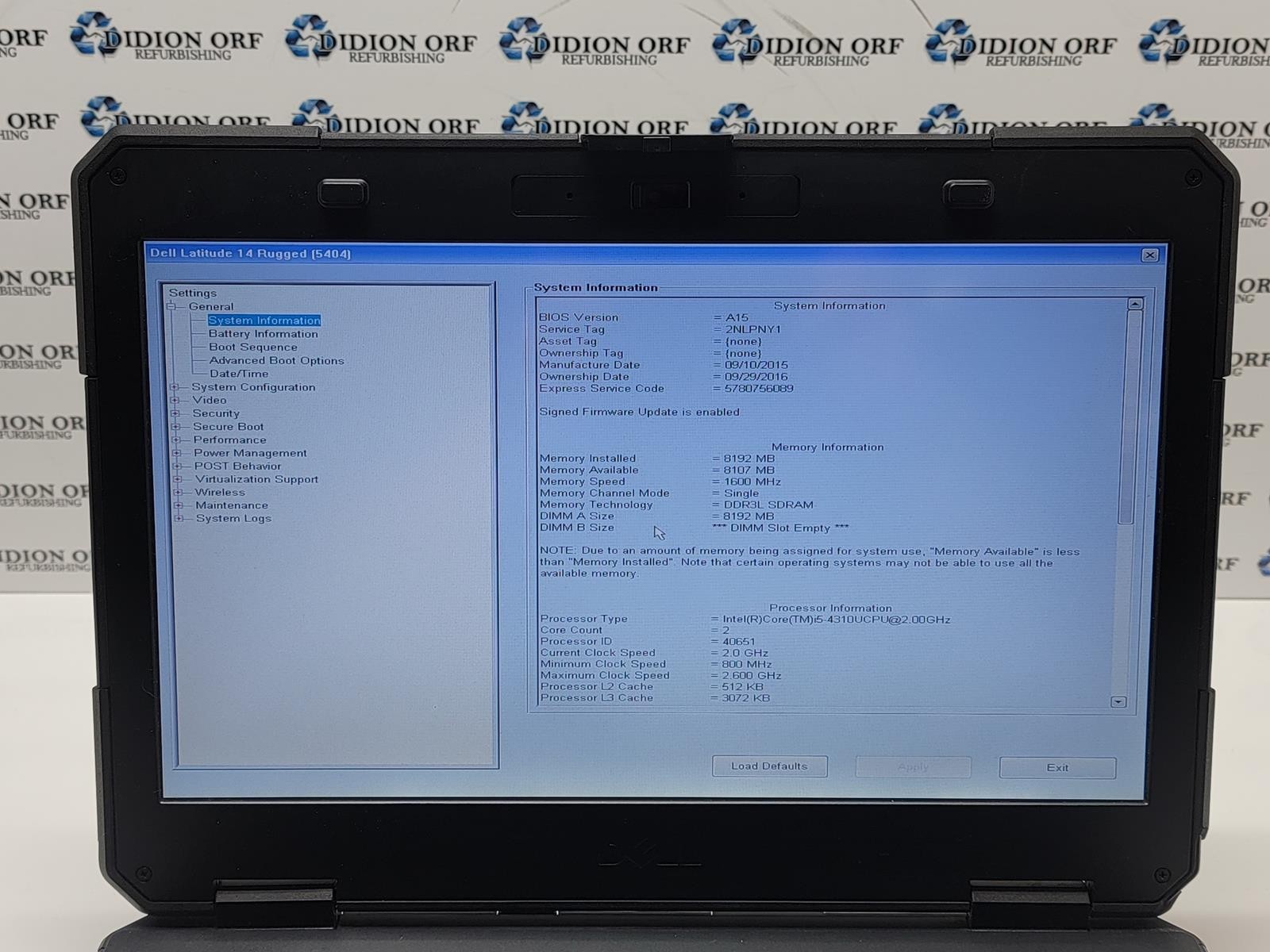 DELL Latitude 14 Rugged i5 4310U 2.00GHz 8 GB RAM NO HDD/SSD NO OS SKU 25723