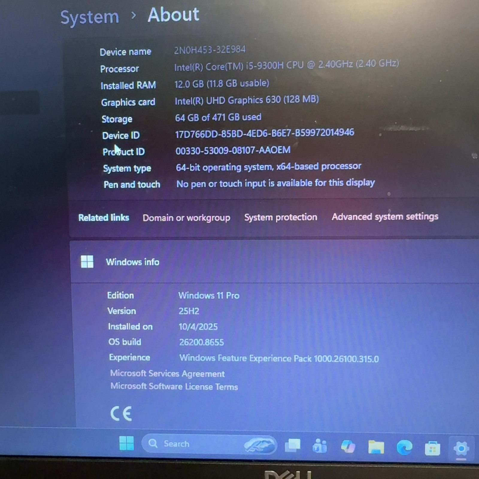 Dell Latitude 5501 15.6″ FHD i5-9300H 12GB RAM 256GB SSD Windows 11 Pro